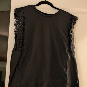 Elegant Black Lace Sleeve Women's Top